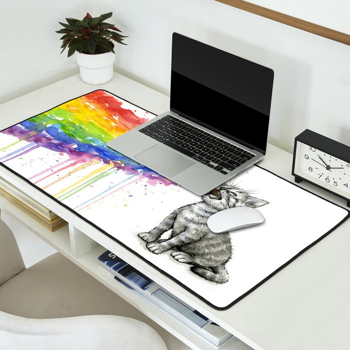 Kitten Puking Rainbow Desk Mat Gallery Image 2
