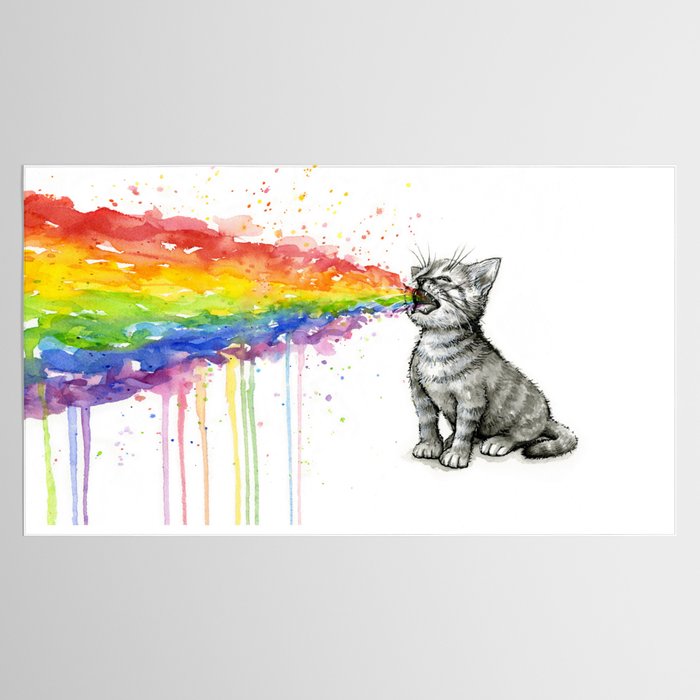 Kitten Puking Rainbow Tablecloth Gallery Image 2