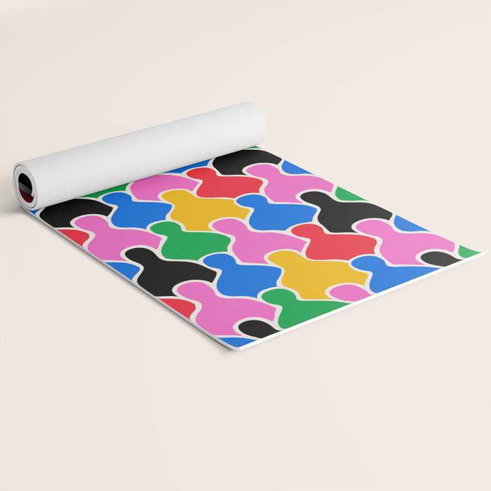 Colorful diverse people crowd art pattern Yoga Mat Gallery Image 2