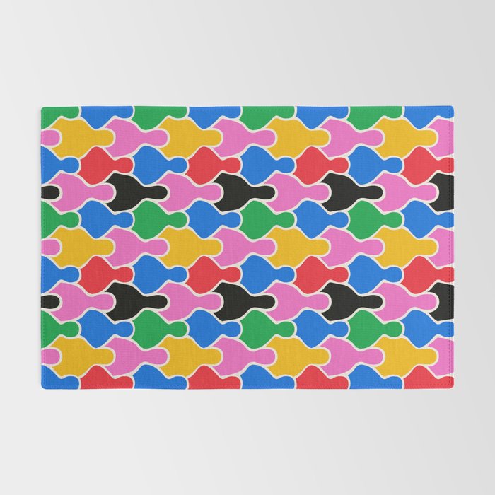 Colorful diverse people crowd art pattern Rug Gallery Image 2