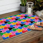 Colorful diverse people crowd art pattern Outdoor Rug Gallery Image 2