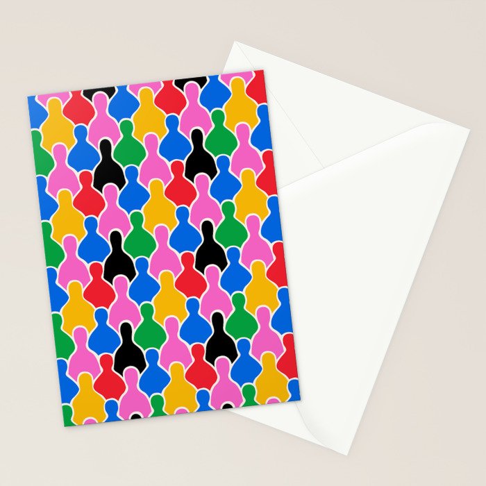 Colorful diverse people crowd art pattern Stationery Card Gallery Image 2