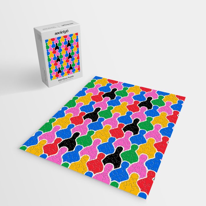 Colorful diverse people crowd art pattern Jigsaw Puzzle Gallery Image 2