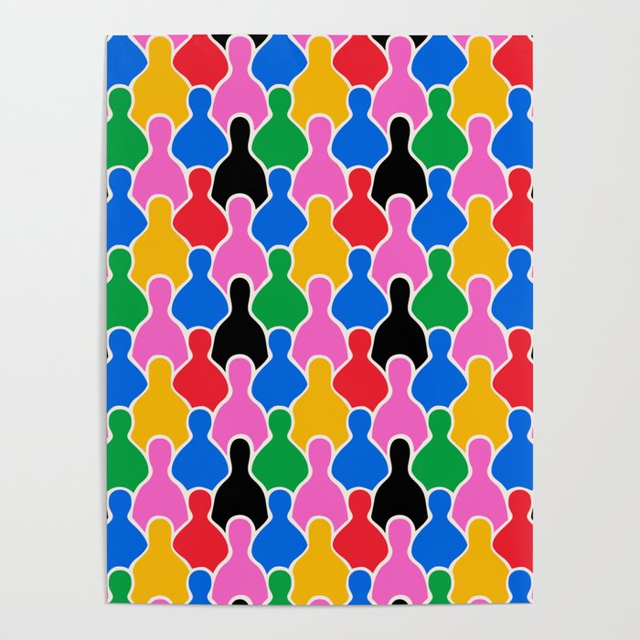 Colorful diverse people crowd art pattern Poster Gallery Image 4