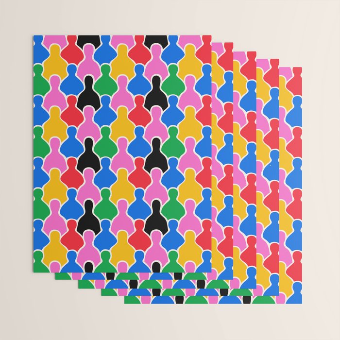 Colorful diverse people crowd art pattern Wrapping Paper Gallery Image 3