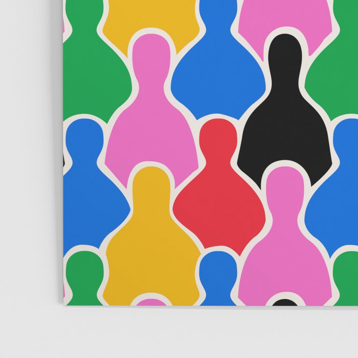 Colorful diverse people crowd art pattern Poster Gallery Image 3