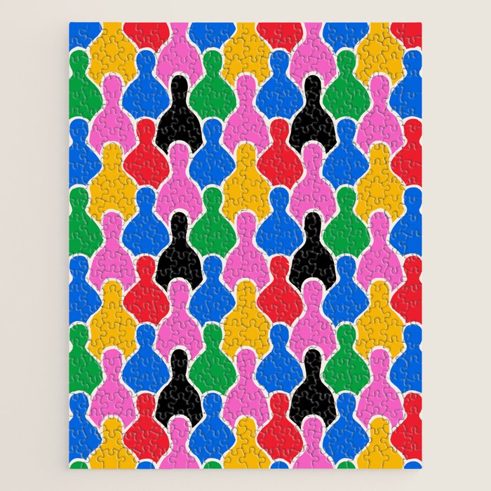 Colorful diverse people crowd art pattern Jigsaw Puzzle Gallery Image 1