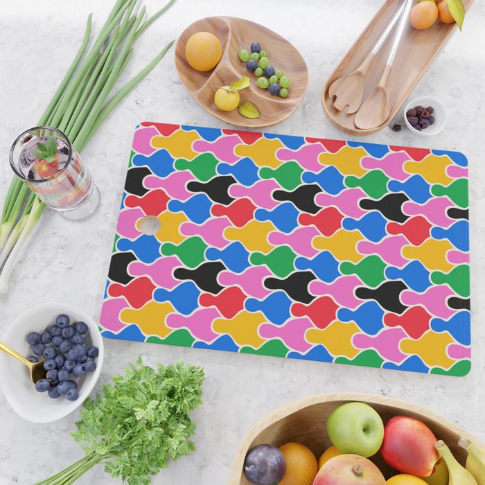 Colorful diverse people crowd art pattern Cutting Board Gallery Image 2