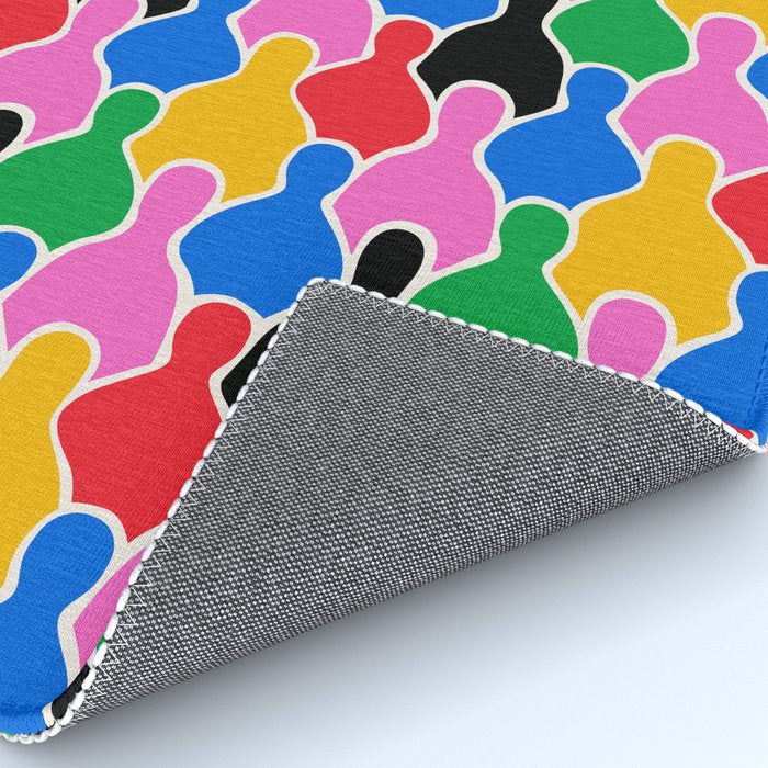 Colorful diverse people crowd art pattern Rug Gallery Image 4