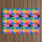 Colorful diverse people crowd art pattern Outdoor Rug Gallery Image 1