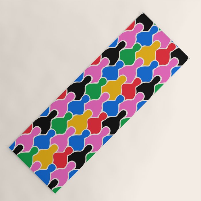 Colorful diverse people crowd art pattern Yoga Mat Gallery Image 1