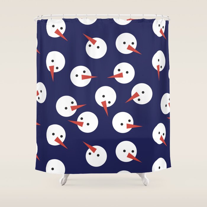 Snowmen pattern on dark Shower Curtain Gallery Image 1