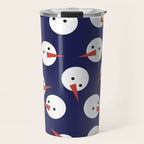 Snowmen pattern on dark Travel Mug Gallery Image 1