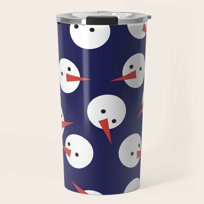 Snowmen pattern on dark Travel Mug Gallery Image 1