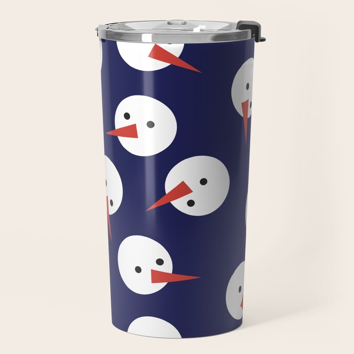 Snowmen pattern on dark Travel Mug Gallery Image 2