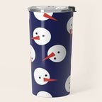 Snowmen pattern on dark Travel Mug Gallery Image 2