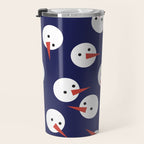 Snowmen pattern on dark Travel Mug Gallery Image 3