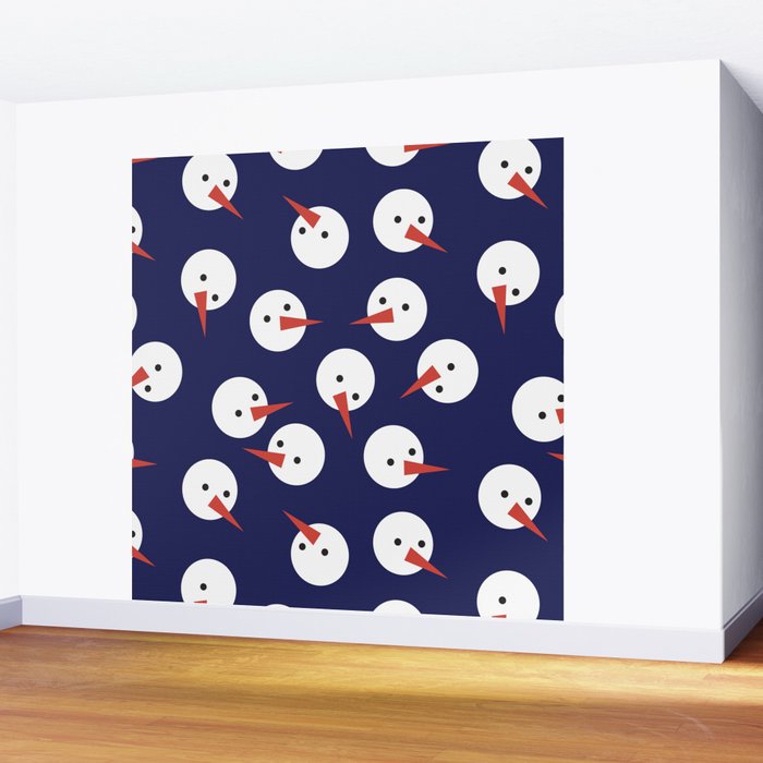 Snowmen pattern on dark Wall Mural Gallery Image 2