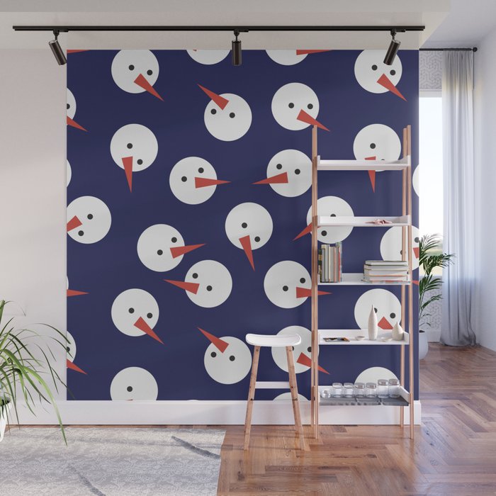 Snowmen pattern on dark Wall Mural Gallery Image 1