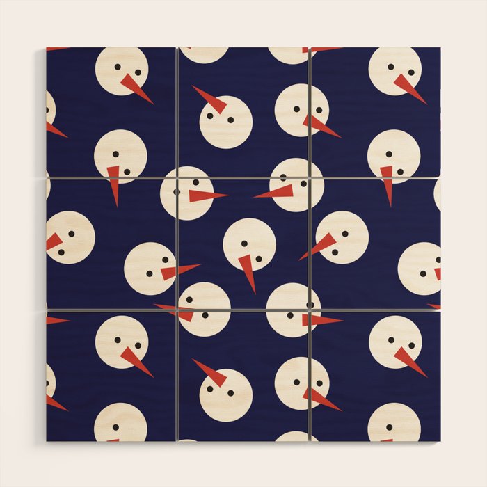 Snowmen pattern on dark Wood Wall Art Gallery Image 1