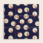 Snowmen pattern on dark Wood Wall Art Gallery Image 1