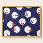Snowmen pattern on dark Serving Tray Gallery Image 1