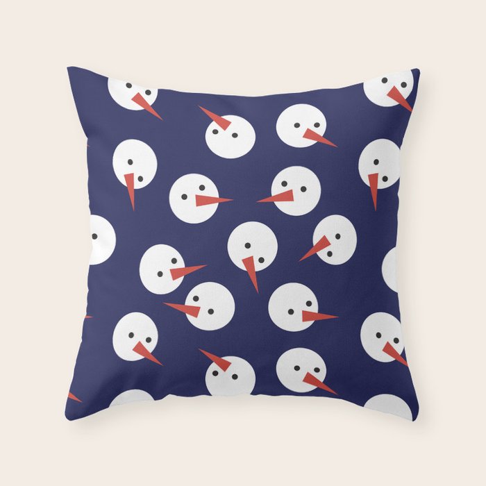 Snowmen pattern on dark Throw Pillow Gallery Image 6