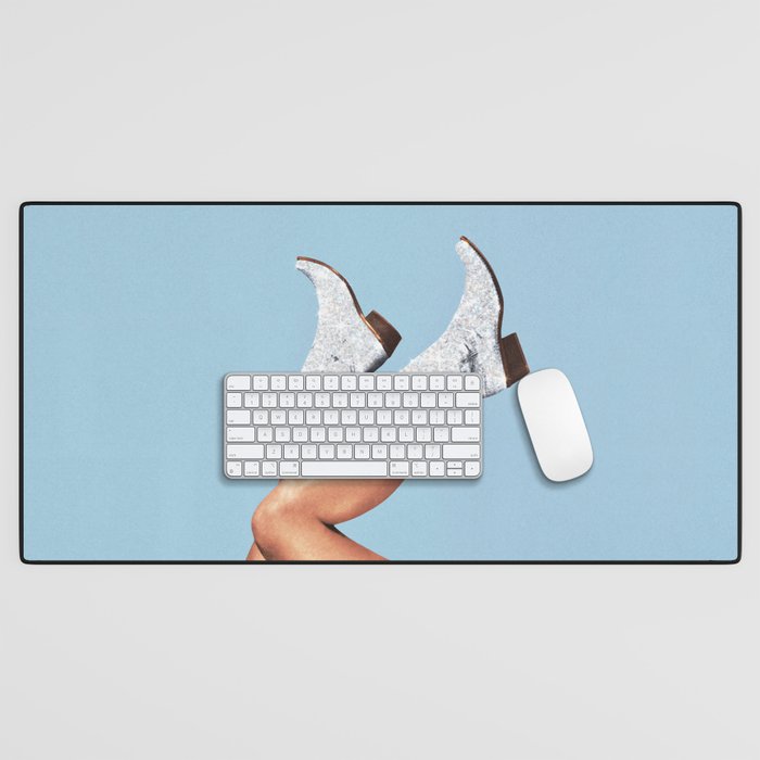 These Boots - Glitter Blue II Desk Mat Gallery Image 1