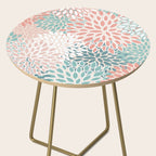 Modern Flowers Print, Coral, Pink and Teal Side Table Gallery Image 2