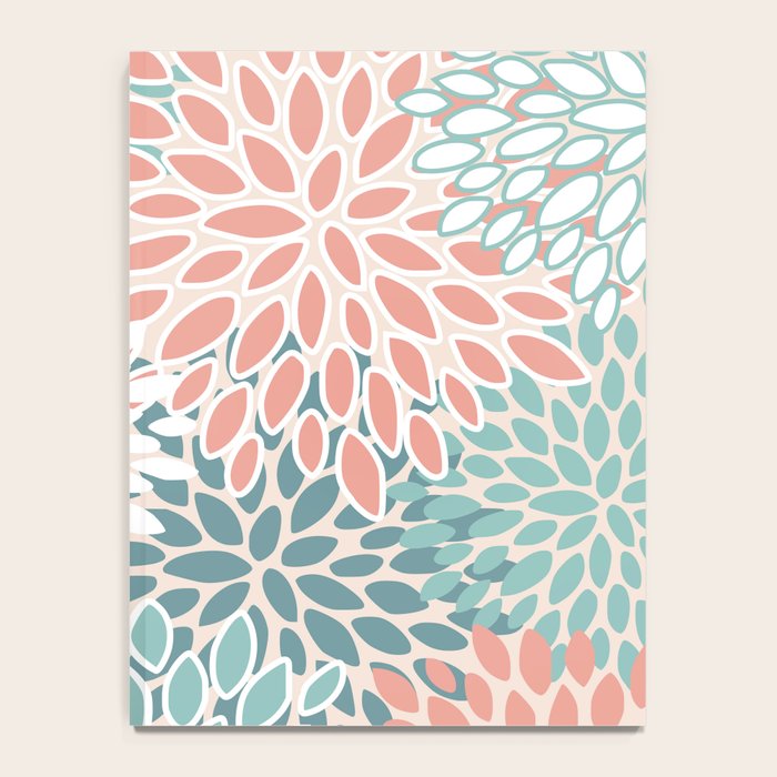 Modern Flowers Print, Coral, Pink and Teal Notebook Gallery Image 4