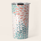 Modern Flowers Print, Coral, Pink and Teal Travel Mug Gallery Image 1