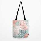 Modern Flowers Print, Coral, Pink and Teal Tote Bag Gallery Image 2