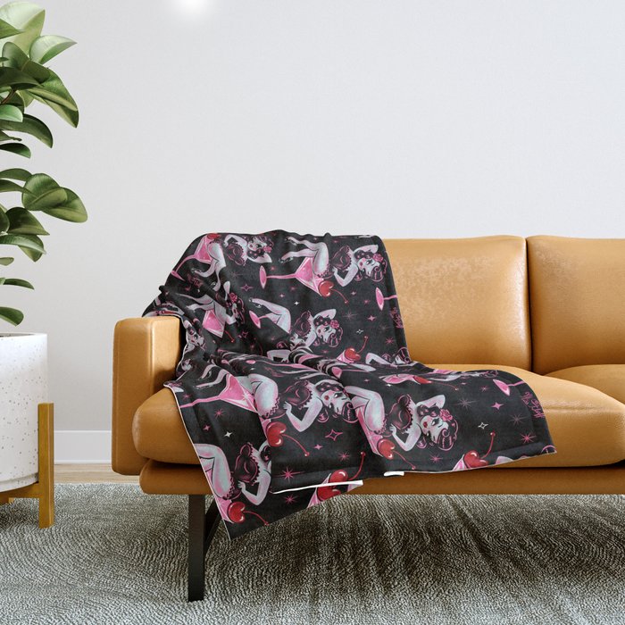 Cherry Martini Girl Throw Blanket Gallery Image 1