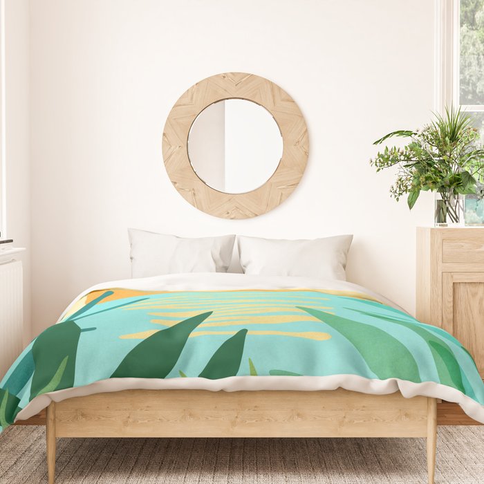 Tropical Ocean View Landscape Illustration Duvet Cover Gallery Image 3