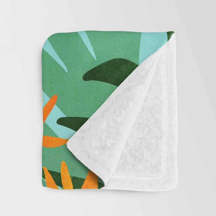 Tropical Ocean View Landscape Illustration Throw Blanket Gallery Image 3