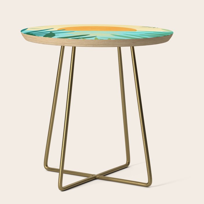 Tropical Ocean View Landscape Illustration Side Table Gallery Image 1