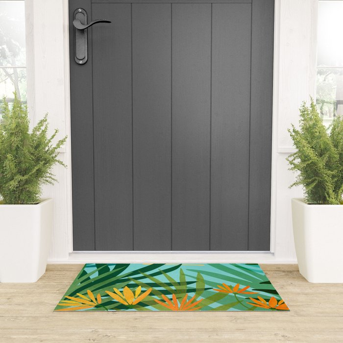 Tropical Ocean View Landscape Illustration Welcome Mat Gallery Image 3