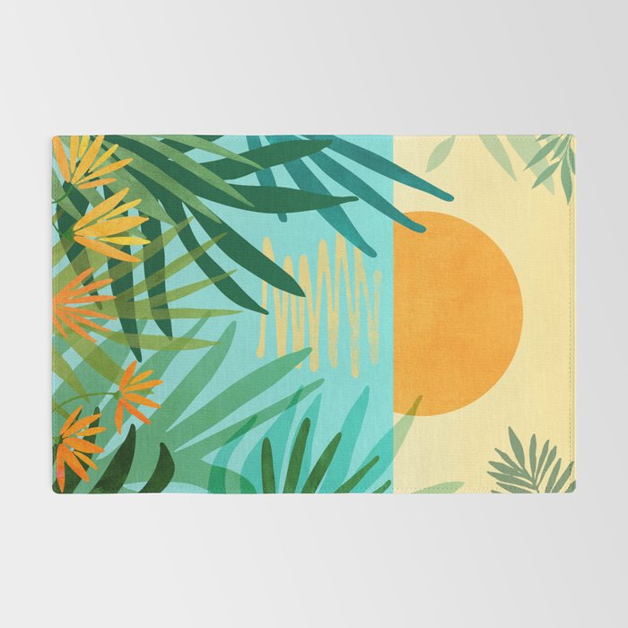 Tropical Ocean View Landscape Illustration Rug Gallery Image 2