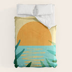 Tropical Ocean View Landscape Illustration Comforter Gallery Image 6