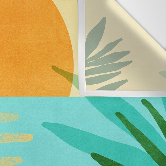Tropical Ocean View Landscape Illustration Wall Tapestry Gallery Image 3