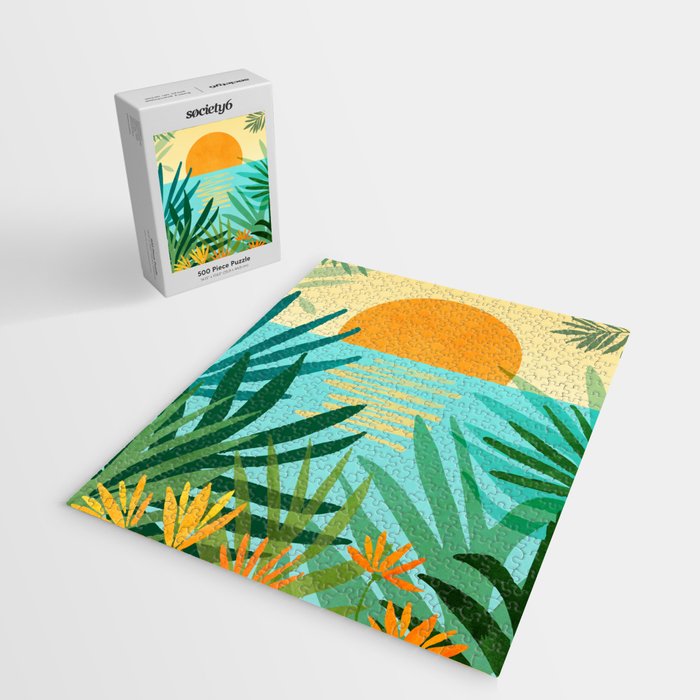 Tropical Ocean View Landscape Illustration Jigsaw Puzzle Gallery Image 2