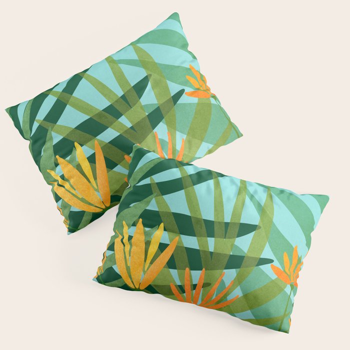 Tropical Ocean View Landscape Illustration Pillow Sham Gallery Image 1