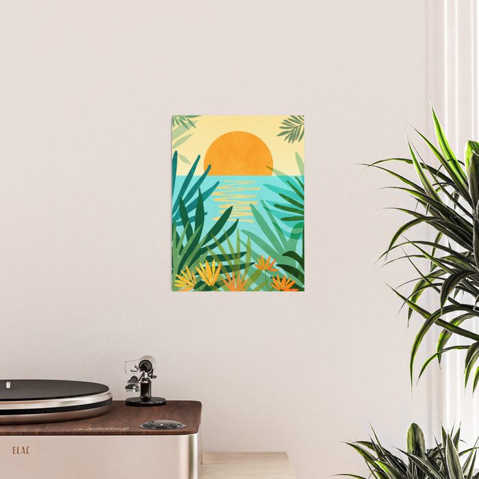 Tropical Ocean View Landscape Illustration Poster Gallery Image 2