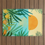 Tropical Ocean View Landscape Illustration Outdoor Rug Gallery Image 1