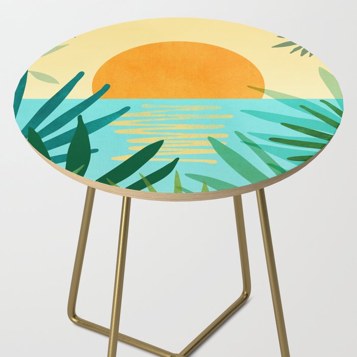 Tropical Ocean View Landscape Illustration Side Table Gallery Image 2