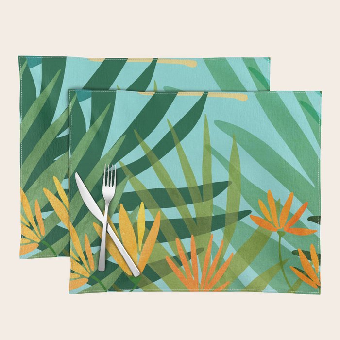 Tropical Ocean View Landscape Illustration Placemat Gallery Image 1