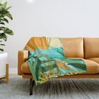 Tropical Ocean View Landscape Illustration Throw Blanket Gallery Image 1