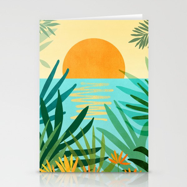Tropical Ocean View Landscape Illustration Stationery Card Gallery Image 2