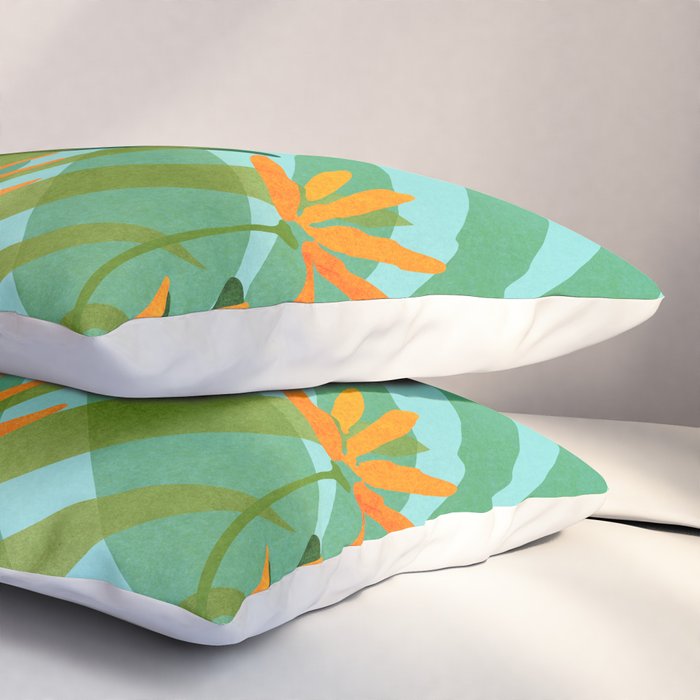 Tropical Ocean View Landscape Illustration Pillow Sham Gallery Image 3