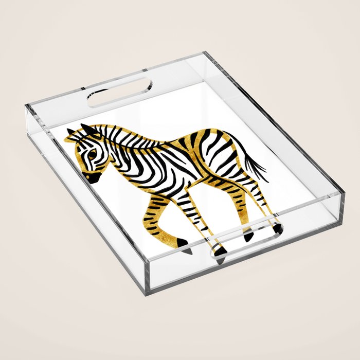 Gold Zebra Acrylic Tray Gallery Image 1